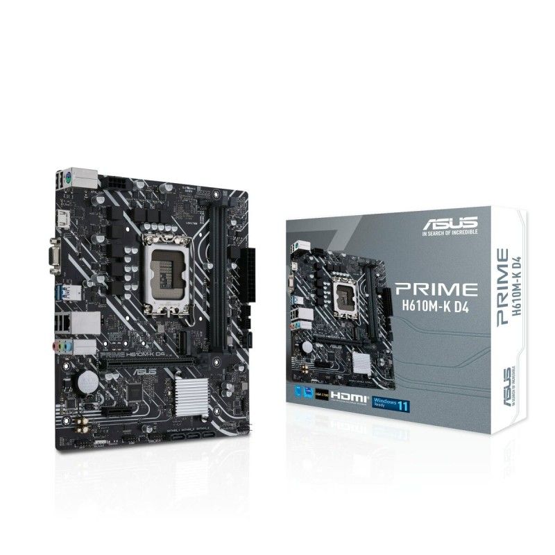 ASUS PRIME H610M-K D4 - Carte-mère - micro ATX - Socket LGA1700 - H610 Chipset - USB 3.2 Gen 2, USB 3.2 Gen 1 - Gigabit LAN - carte graphique embarquée (unité centrale requise) - audio HD (8 canaux)