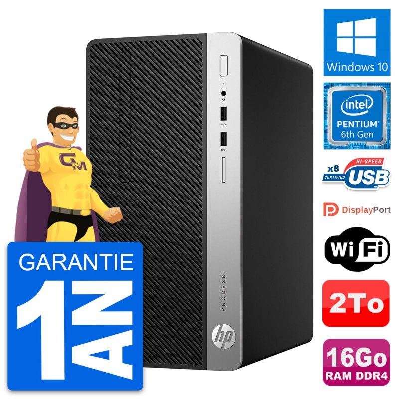 HP ProDesk 400 G4 MT Desktop PC - Pentium G4400, 16GB RAM, 2TB HDD, Windows 10, WiFi