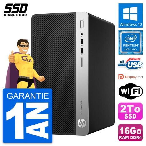 PC de escritorio HP ProDesk 400 G4 MT - Procesador Intel Pentium G4400, 16GB de RAM, 2TB SSD, Windows 10, Wifi