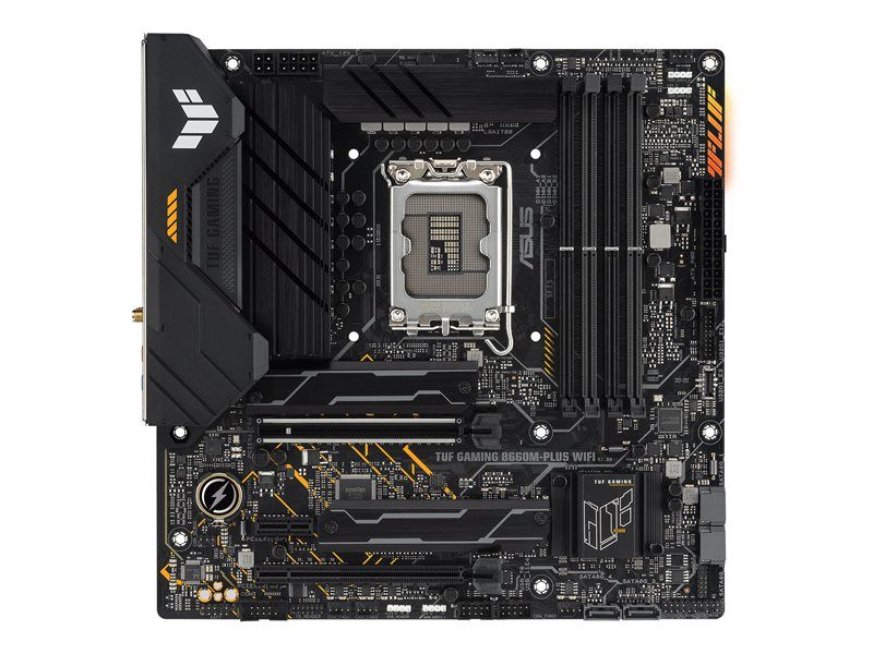 ASUS TUF Gaming B660M-PLUS WiFi - Motherboard - Micro ATX - LGA1700 Socket - B660 Chipset - USB-C Gen 2x2, USB 3.2 Gen 1, USB 3.2 Gen 2, USB-C 3.2 Gen 1 - 2.5 Gigabit LAN - Integrated Graphics (CPU required) - HD Audio (8 channels)