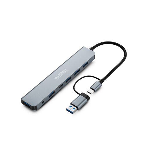 Urban Factory MHC70UF USB 3.2 Gen 1 (3.1 Gen 1) Type-A + Type-C Docking Station, Sideral Grey