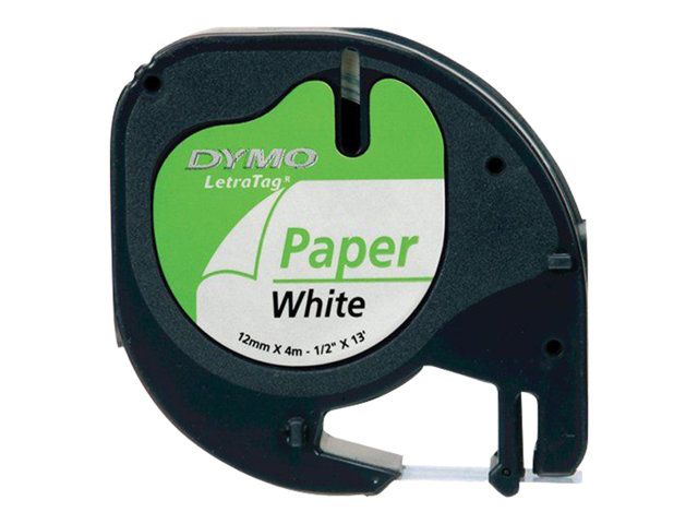 DYMO LetraTAG White Paper Tape Roll (1.2 cm x 4 m) - 1 Roll