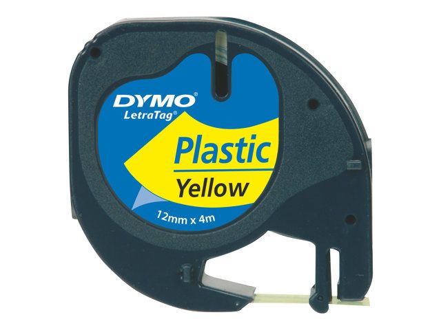 DYMO LetraTAG Plastic Tape - Yellow - 1.2 cm x 4 m Roll (1 roll)