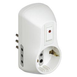 Bticino 64 S3610DB Multi-Outlet Adapter with Switch - White