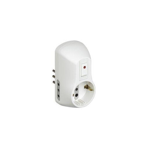 Bticino 64 S3610DB Multi-Outlet Adapter with Switch - White