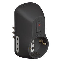 Adaptador de toma eléctrica Bticino 64 S3610GB con interruptor (Antracita)