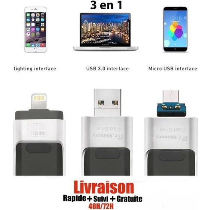 GAAK 64GB USB 3-in-1 Flash Drive