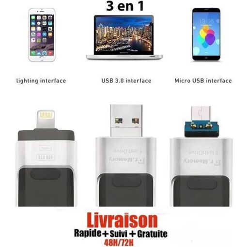 GAAK 64GB USB 3-in-1 Flash Drive