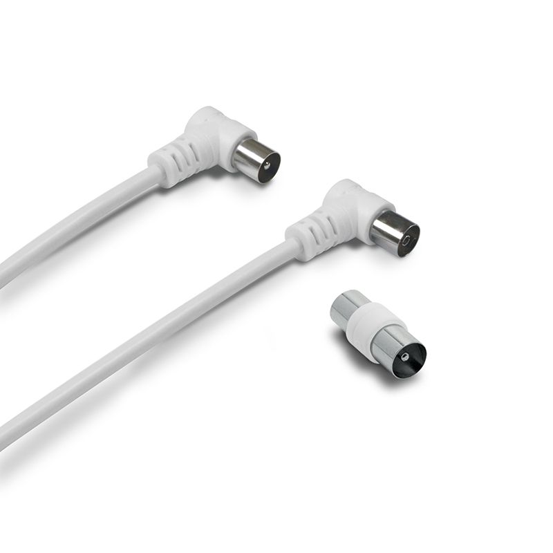 Metronic Coaxial TV Cable 9.52mm Bent Male/Female + 2m Adapter