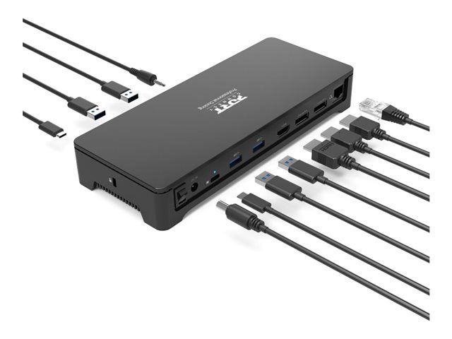 Estación de acoplamiento Port Connect Profesional - USB-C 3.1 Gen 2 - 2x DP, HDMI - Red Gigabit - 130W - Europa