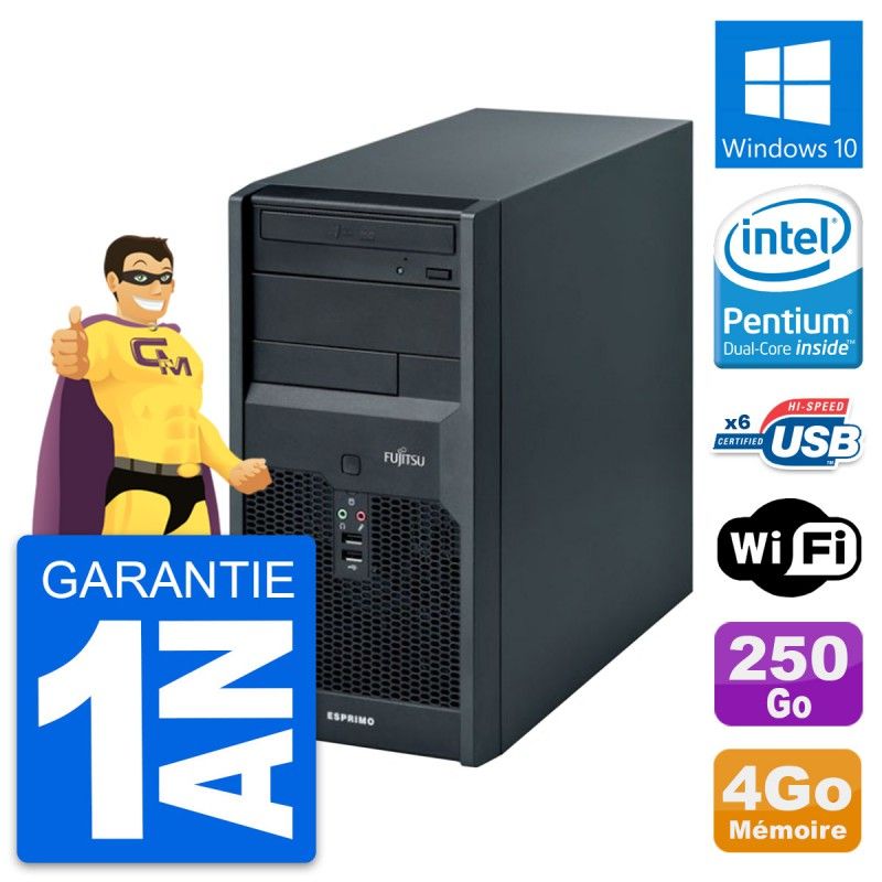 Fujitsu Esprimo P2560 Desktop PC - Intel E5500, 4GB RAM, 250GB HDD, Windows 10, WiFi