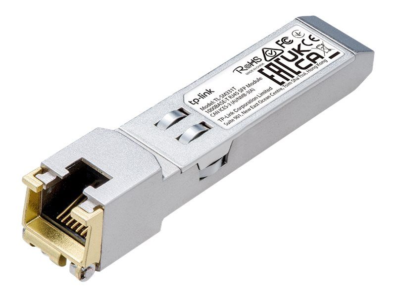 TP-Link TL-SM331T V1 - SFP Transceiver Module - 1GbE - Cat 6 and above - 1000Base-T - RJ-45 - Up to 100m - for JetStream TL-SG3452XP V1