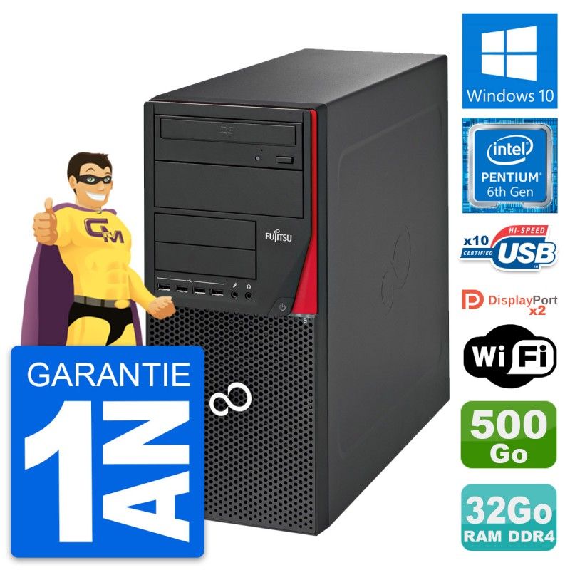 Fujitsu Esprimo P756 Desktop Computer - Intel Pentium G4400, 32GB RAM, 500GB Storage, Windows 10, WiFi