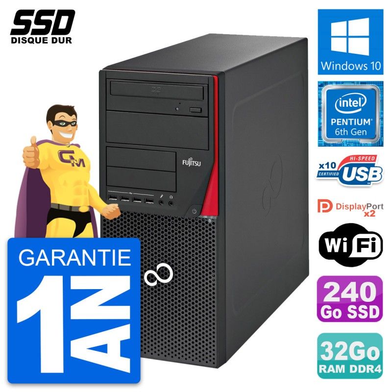 Fujitsu Esprimo P756 MT - Intel G4400, 32GB RAM, 240GB SSD, Windows 10, Wifi