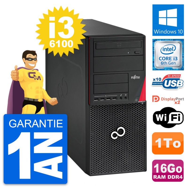 Fujitsu Esprimo P756 MT Core i3-6100 16GB RAM 1TB HDD Windows 10 WiFi Desktop Computer