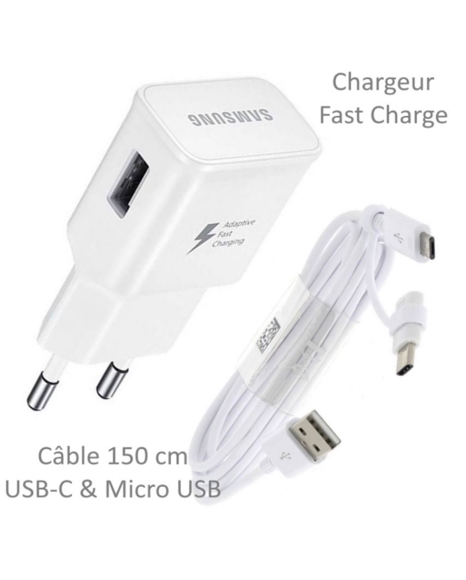 Adaptateur de charge rapide Samsung original - 15W max, blanc