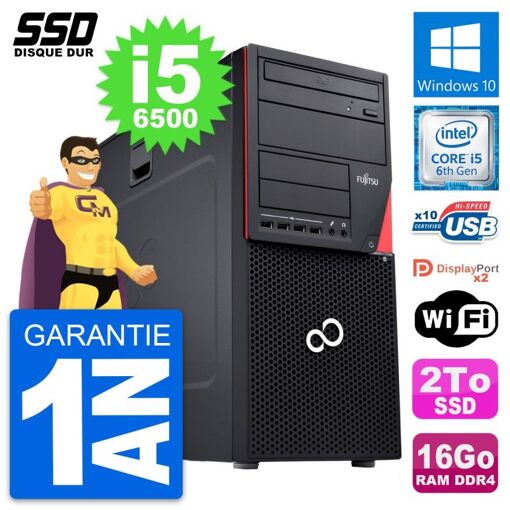 PC de sobremesa Fujitsu Esprimo P756 MT - Procesador Intel i5-6500, 16GB de RAM, 2TB SSD, Windows 10, WiFi