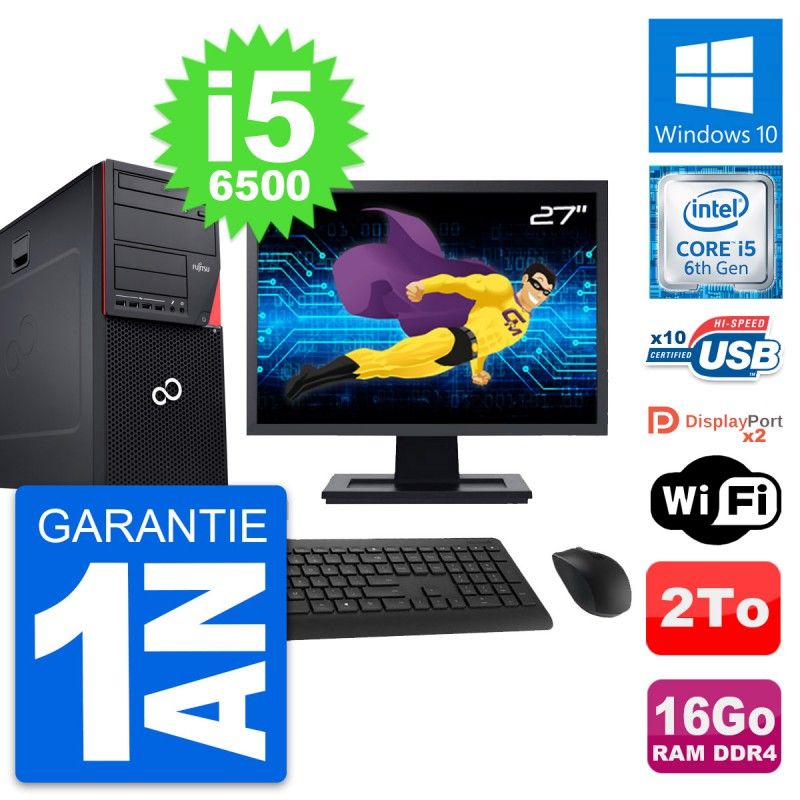 Fujitsu P756 27-Inch All-in-One PC - Intel i5-6500, 16GB RAM, 2TB Storage, Windows 10