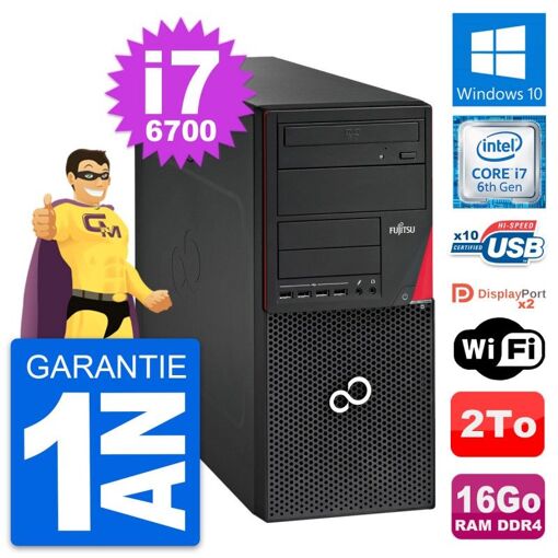 Fujitsu Esprimo P756 MT - Procesador Intel Core i7-6700, 16GB de RAM, Disco duro de 2TB, Windows 10, WiFi