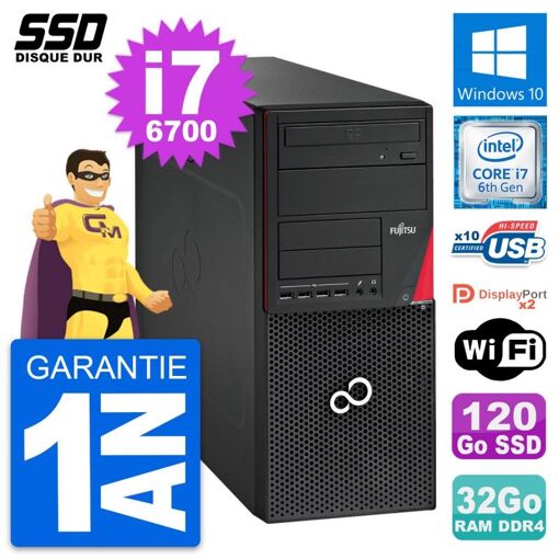 Fujitsu Esprimo P756 MT - Procesador Intel Core i7-6700, 32GB de RAM, 120GB SSD, Windows 10, Wifi