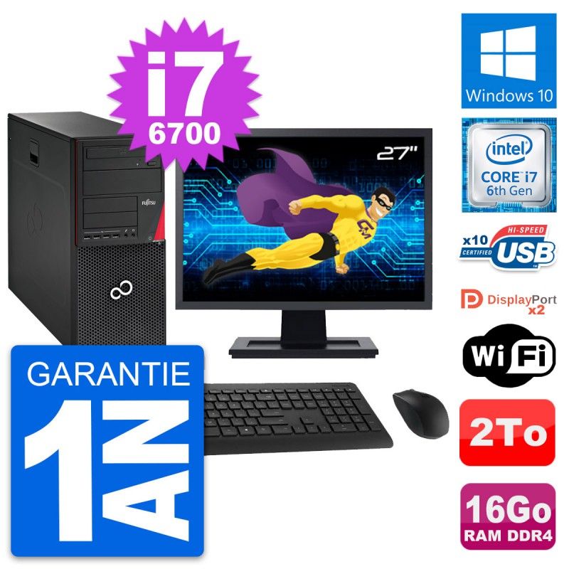 Fujitsu P756 27-Inch All-in-One PC - Intel i7-6700, 16GB RAM, 2TB HDD, Windows 10