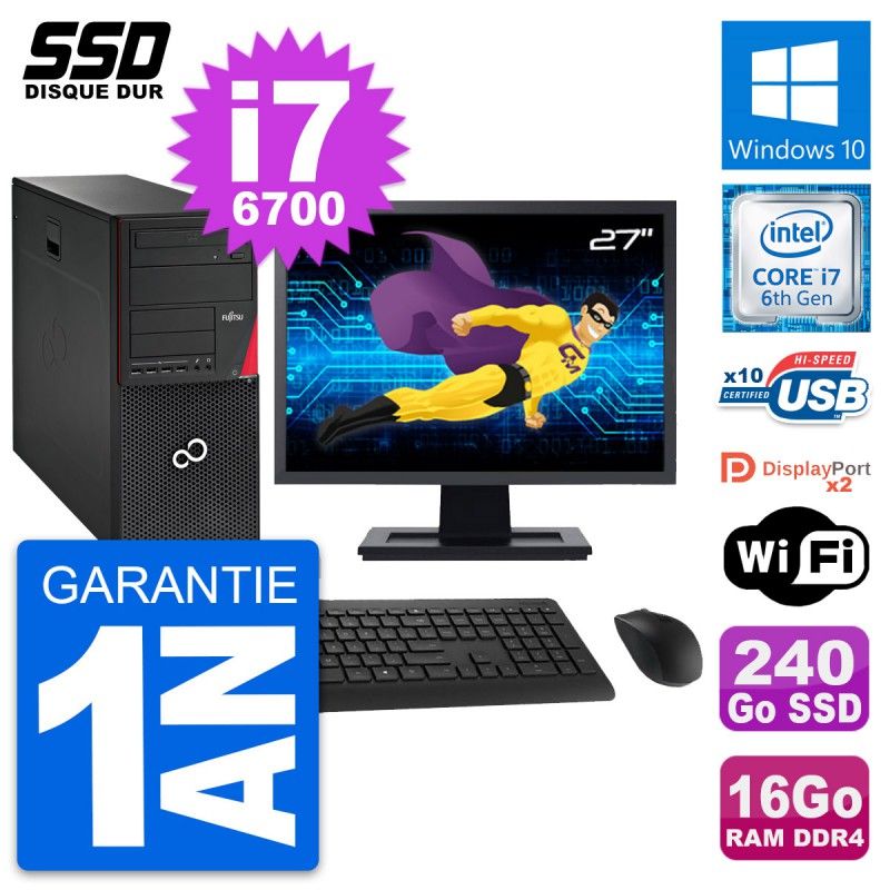 Fujitsu P756 27-Inch All-in-One PC - Intel i7, 16GB RAM, 240GB SSD, Windows 10