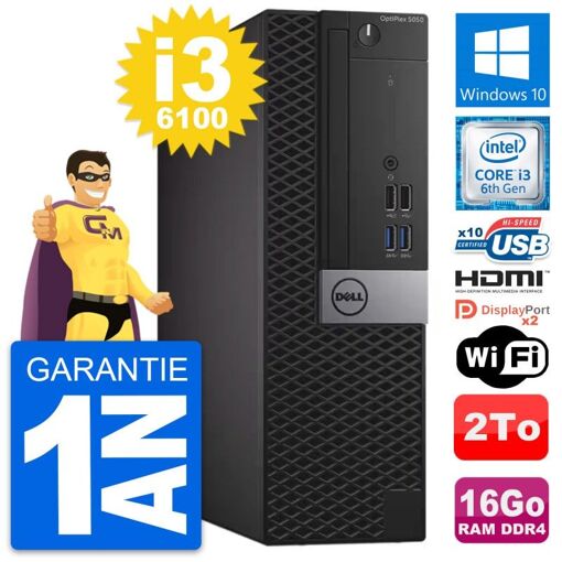 PC Dell OptiPlex 5050 SFF - Intel i3-6100, 16GB RAM, 2TB HDD, HDMI, WiFi