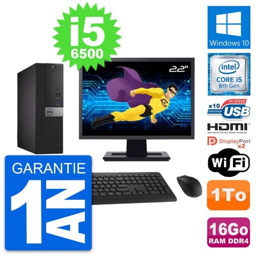 Computadora Dell OptiPlex 5050 SFF - Pantalla de 22', Core i5-6500, 16GB de RAM, 1TB HDD, HDMI, WiFi