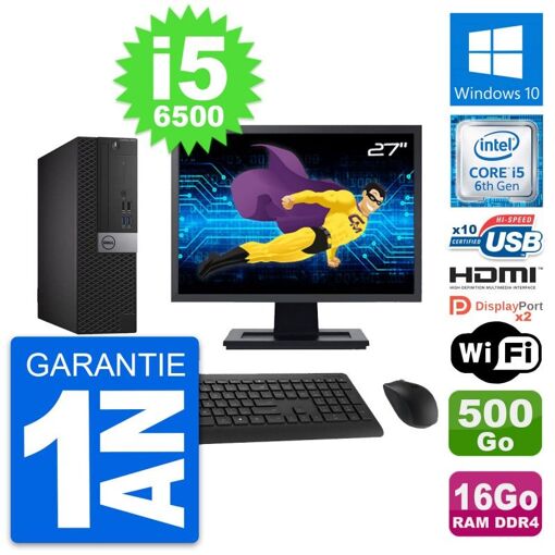 Computadora de escritorio Dell OptiPlex 5050 SFF - Pantalla de 27'', Intel Core i5-6500, 16GB RAM, 500GB HDD, HDMI