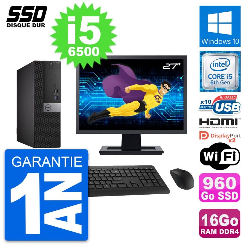 Dell OptiPlex 5050 SFF Computer | 27" Screen | Core i5-6500 | 16GB RAM | 960GB SSD | HDMI