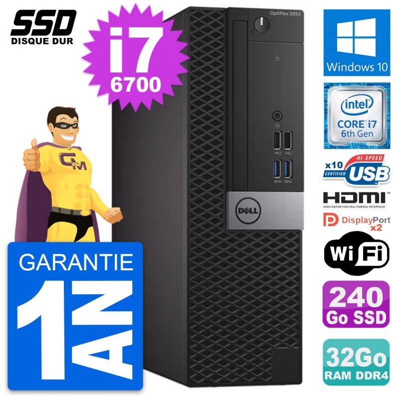 Dell OptiPlex 5050 SFF - Intel i7-6700, 32GB RAM, 240GB SSD, HDMI, WiFi
