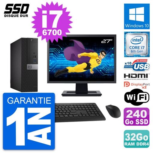 Computadora Dell OptiPlex 5050 SFF - Pantalla de 27'', Intel i7-6700, 32GB de RAM, 240GB SSD, HDMI