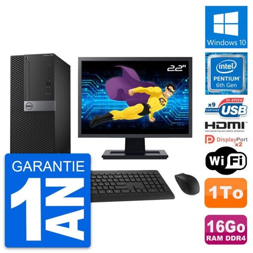 Computadora de escritorio Dell OptiPlex 7050, pantalla de 22', procesador Intel G4400, 16 GB RAM, 1 TB HDD, HDMI, WiFi