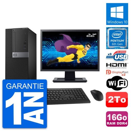 Computadora de escritorio Dell OptiPlex 7050, pantalla de 22'', procesador Intel Pentium G4400, 16 GB de RAM, 2 TB de almacenamiento, WiFi