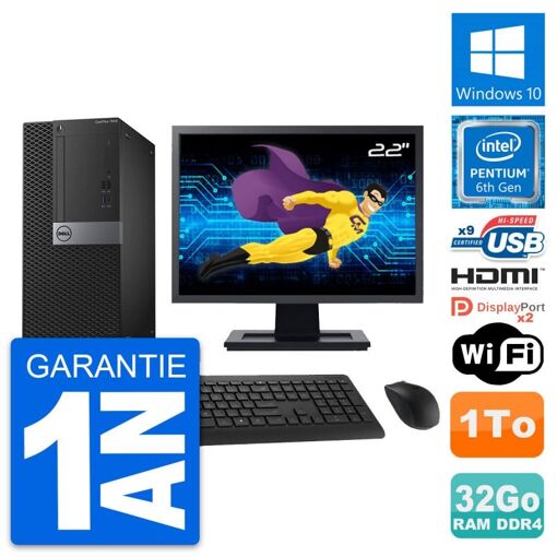 PC de escritorio Dell OptiPlex 7050 - Pantalla de 22', Intel G4400, 32GB RAM, 1TB HDD, HDMI