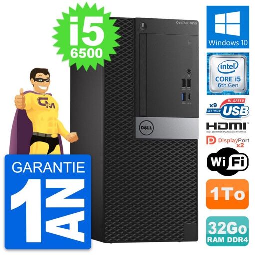 Ordenador de escritorio Dell OptiPlex 7050 - Procesador Intel Core i5-6500, 32GB de RAM, 1TB HDD, Windows 10