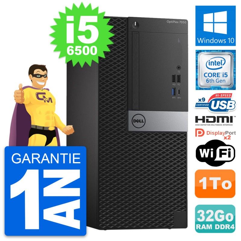 Dell OptiPlex 7050 Desktop Computer - Core i5-6500, 32GB RAM, 1TB HDD, Windows 10