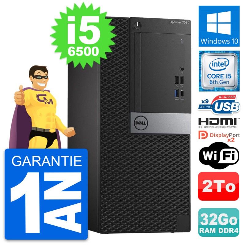 Dell OptiPlex 7050 Desktop PC - Core i5, 32GB RAM, 2TB HDD, HDMI