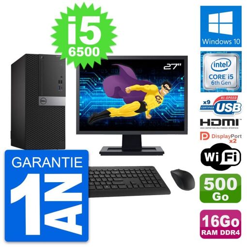 PC de escritorio Dell OptiPlex 7050 - Pantalla de 27', i5-6500, 16GB de RAM, 500GB HDD, HDMI