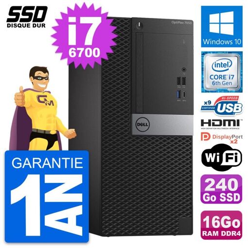 PC de escritorio Dell OptiPlex 7050 - Procesador Intel i7-6700, 16GB de RAM, 240GB SSD, HDMI