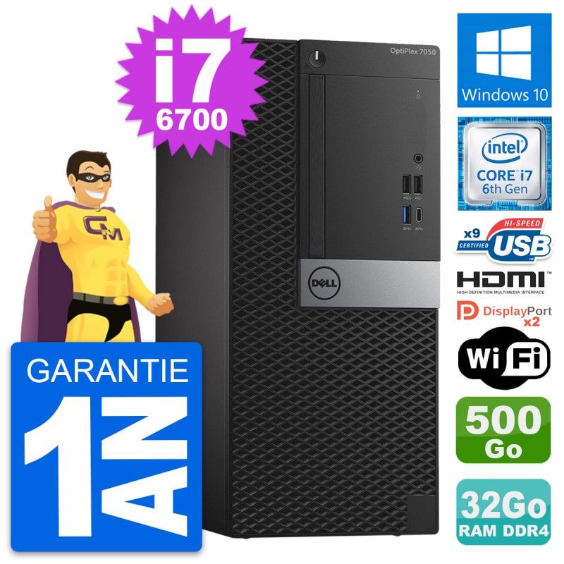 Dell OptiPlex 7050 i7-6700 32GB RAM 500GB HDD HDMI Windows 10 Wifi