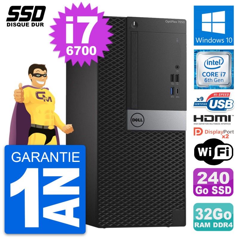 Dell OptiPlex 7050 Desktop PC - Intel i7-6700, 32GB RAM, 240GB SSD
