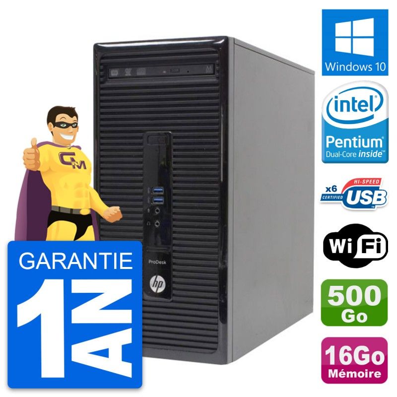 HP ProDesk 400 G2 MT - Pentium G3220, 16GB RAM, 500GB HDD, Windows 10, WiFi