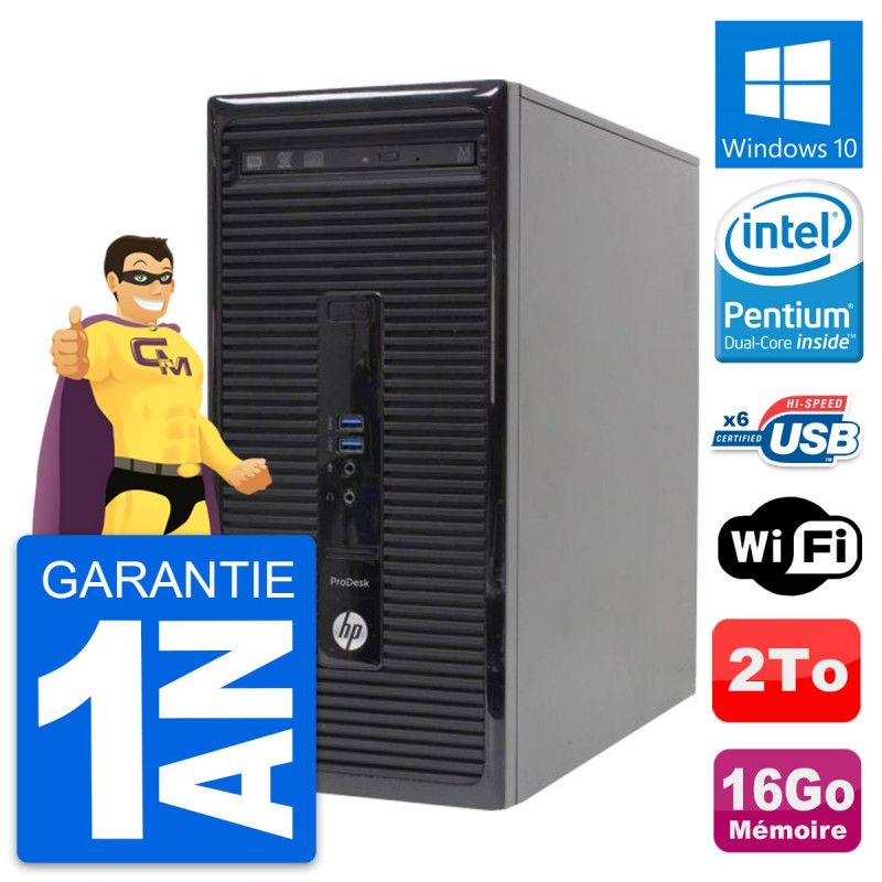 HP ProDesk 400 G2 MT Desktop PC - Intel Core i3-4170, 16GB RAM, 2TB HDD, Windows 10, WiFi