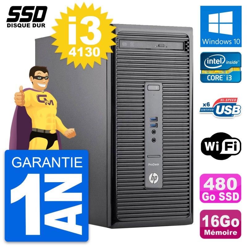 HP ProDesk 400 G2 MT Core i3 Laptop - 16GB RAM, 480GB SSD, Windows 10
