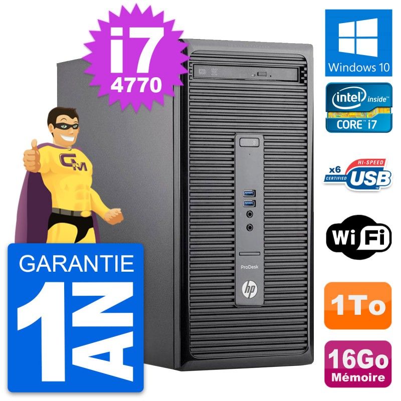 HP ProDesk 400 G2 MT Desktop PC - Intel i7-4770, 16GB RAM, 1TB HDD, Windows 10, WiFi