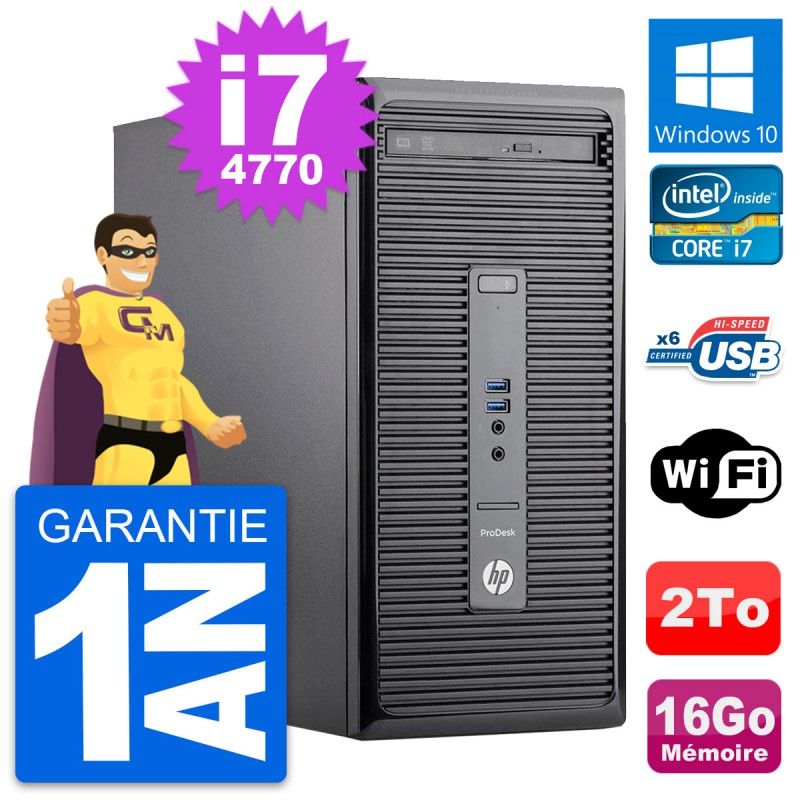 HP ProDesk 400 G2 MT - Intel i7-4770, 16GB RAM, 2TB HDD, Windows 10, Wi-Fi