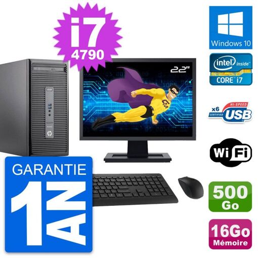 HP ProDesk 400 G2 MT - Monitor de 22'' Full HD, i7-4790, 16GB RAM, 500GB HDD, Windows 10