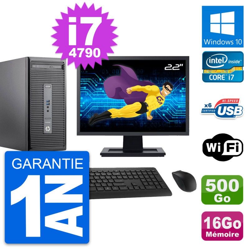HP ProDesk 400 G2 MT - 22" Full HD i7-4790, 16GB RAM, 500GB HDD, Windows 10