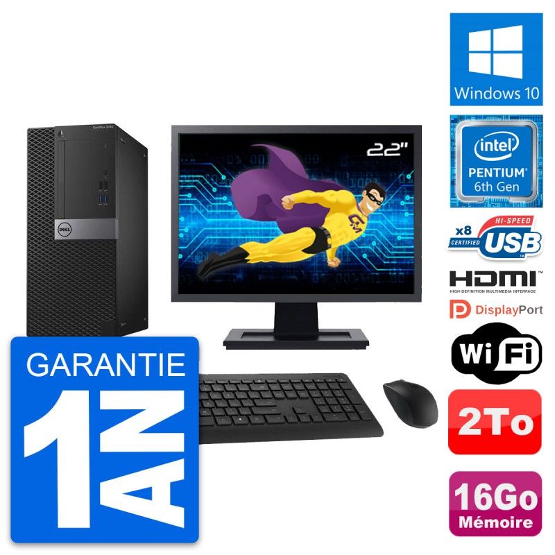 Dell OptiPlex 3040 Desktop PC - 22" Screen, Intel G4400, 16GB RAM, 2TB HDD, HDMI